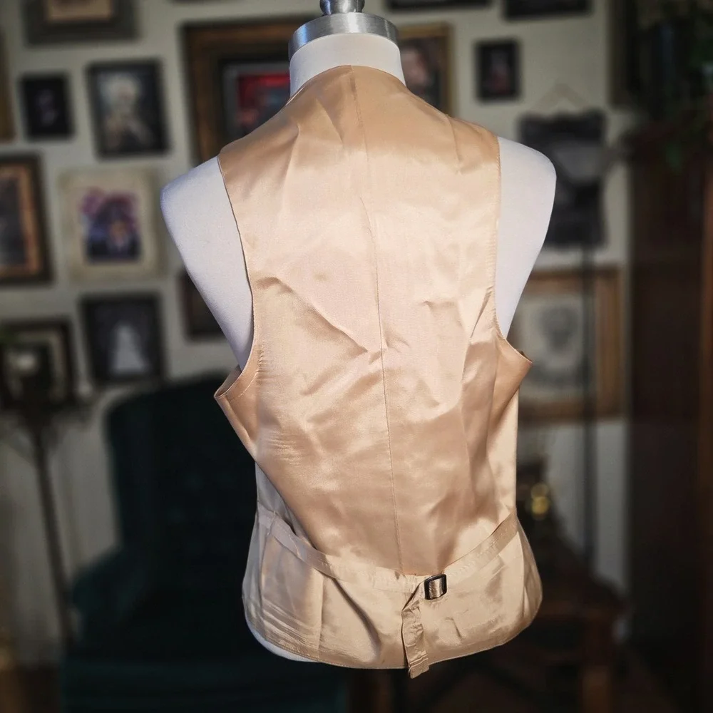Fioravanti Brookfield Blazer Vest Set Vintage 70s Tan Linen Blend Suit Jacket SM